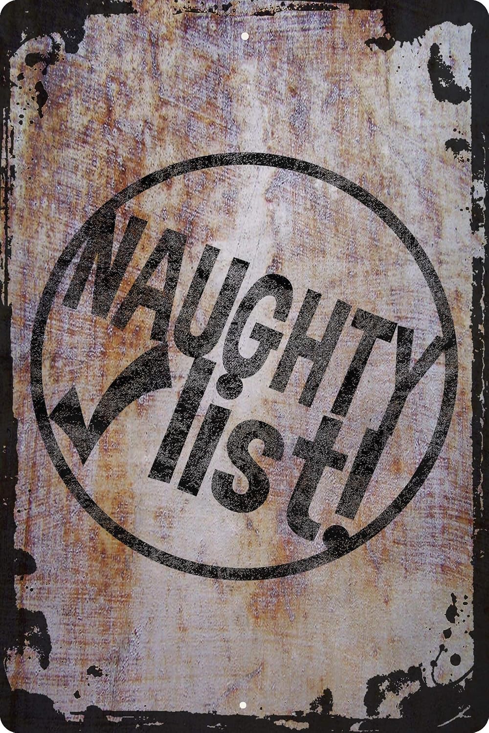 Naughty list! check circle Christmas Santa's list kids holidays Beige Wall Art Decor Funny Gift 12 x 18 Inch