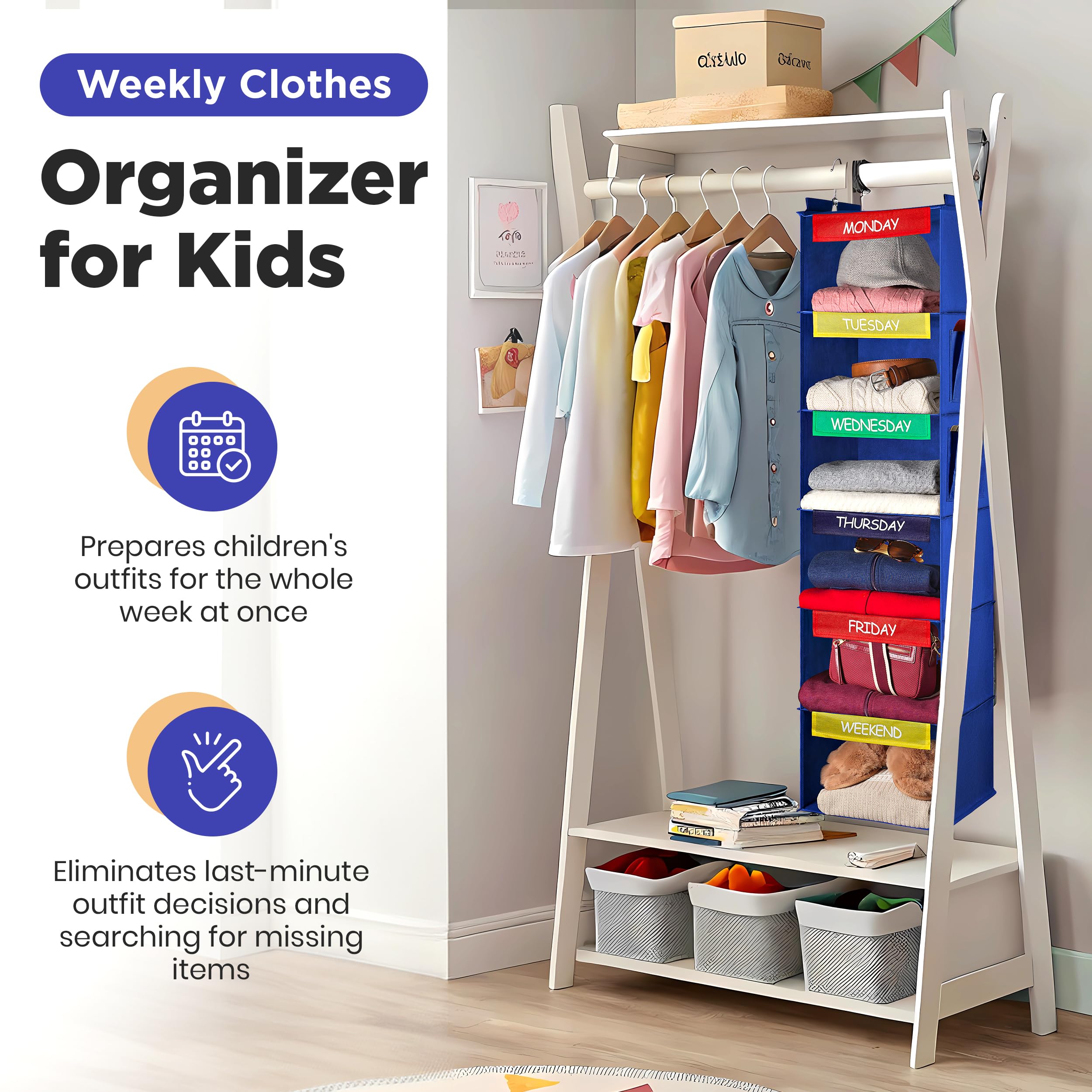 Amazon.com: Handy Laundry Hanging Clothes Organizer for Kids - 6