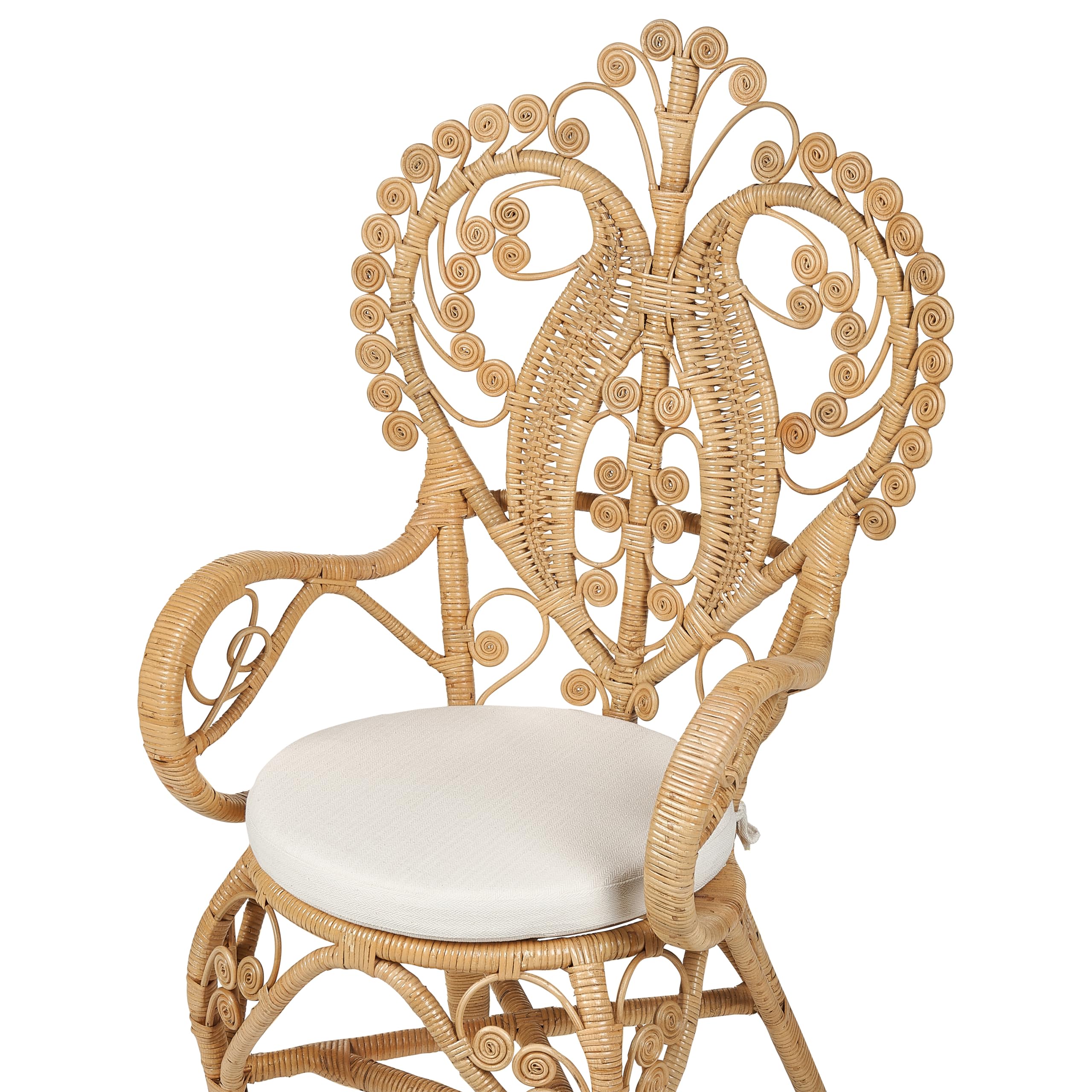 Beliani Pfauenstuhl aus Rattan natürlich/beige mit Kissen Indoor und Outdoor Carrara