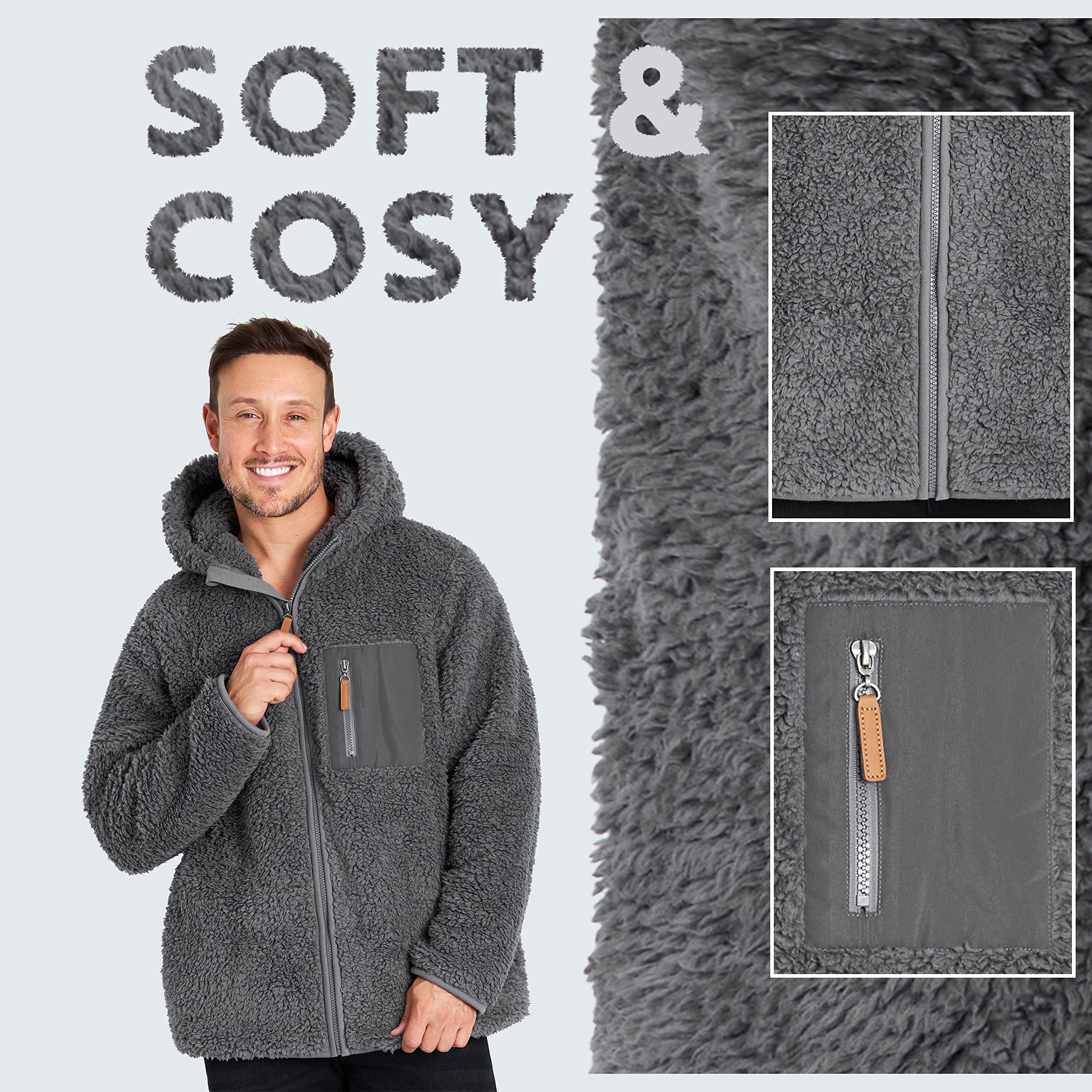 CityComfort Felpa Uomo con Zip, Felpa Invernale in Pile Teddy
