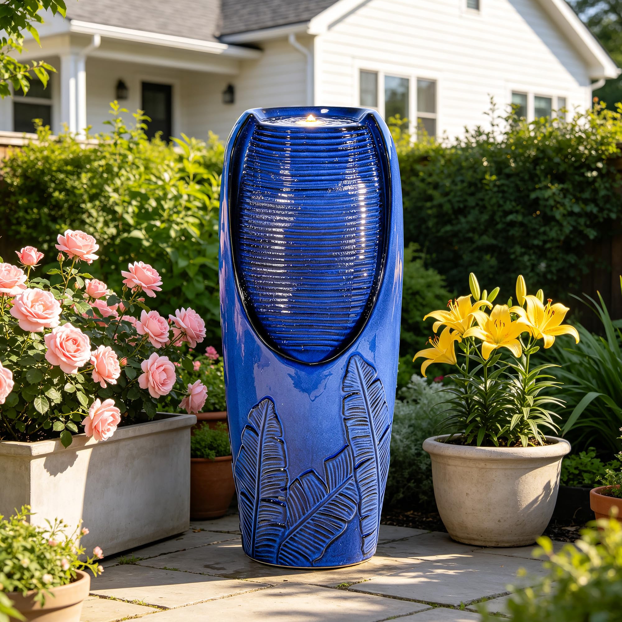 Autodaya 33 inch Ceramic Jar Fountain