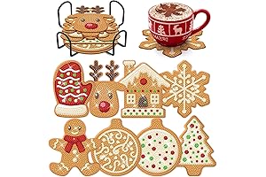 8 Pcs Gingerbread Man Coasters Kits For Adults Christmas Gift