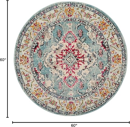 Miniatura 2 de Alfombra bohemia Safavieh estilo medallón antiguo, colección Monaco MNC243J, no suelta fibra, resistente a las manchas, ideal para comedor, entrada,