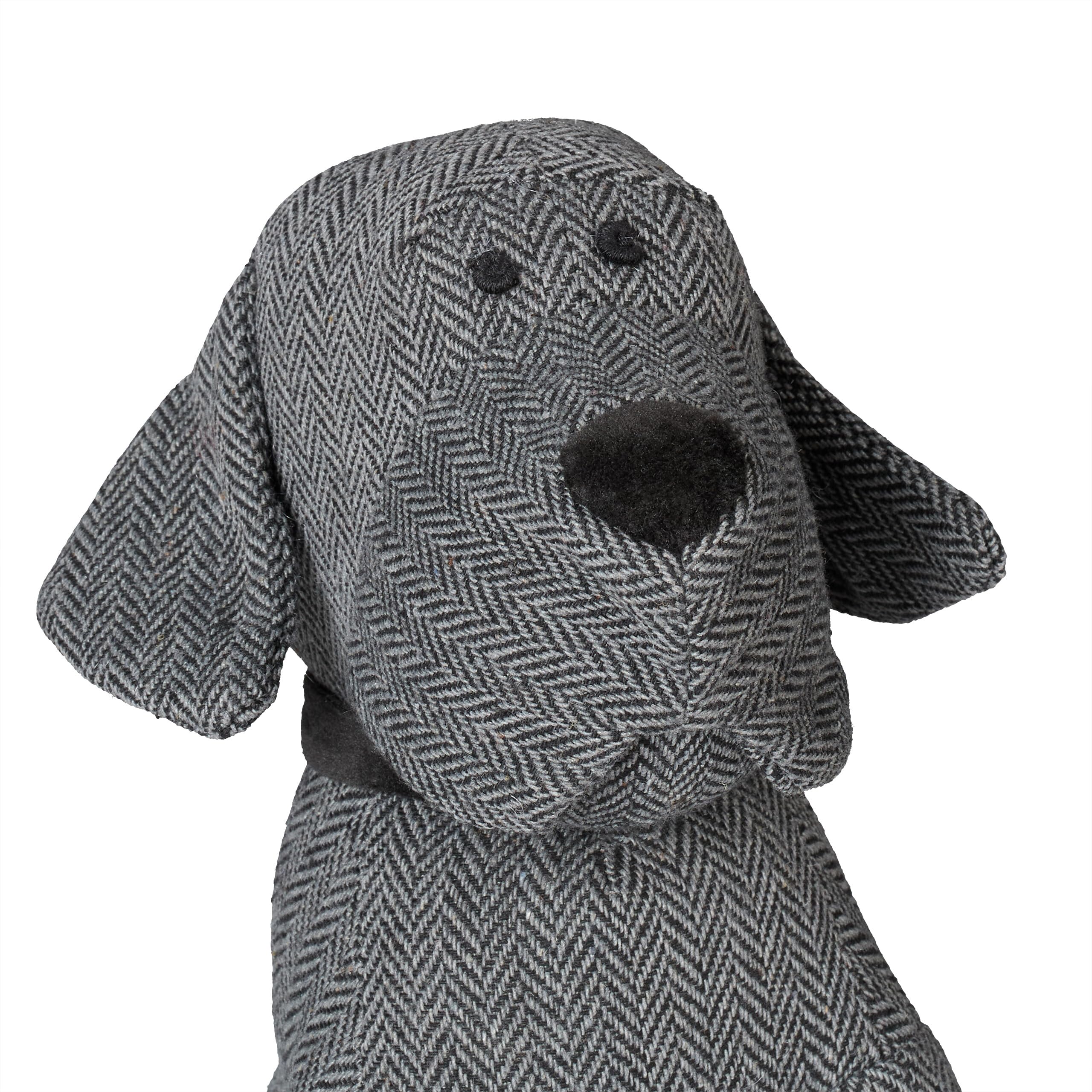 Relaxdays 5 Topes para Puertas con Forma de Perro, Decorativo, Relleno, Interior, 33 cm, Gris