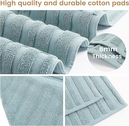 Miniatura 7 de SEMAXE Tapete de baño para baño, paquete de 2 unidades, 100% algodón, antideslizantes, no es una alfombra de baño, súper absorbente y suave, toallas