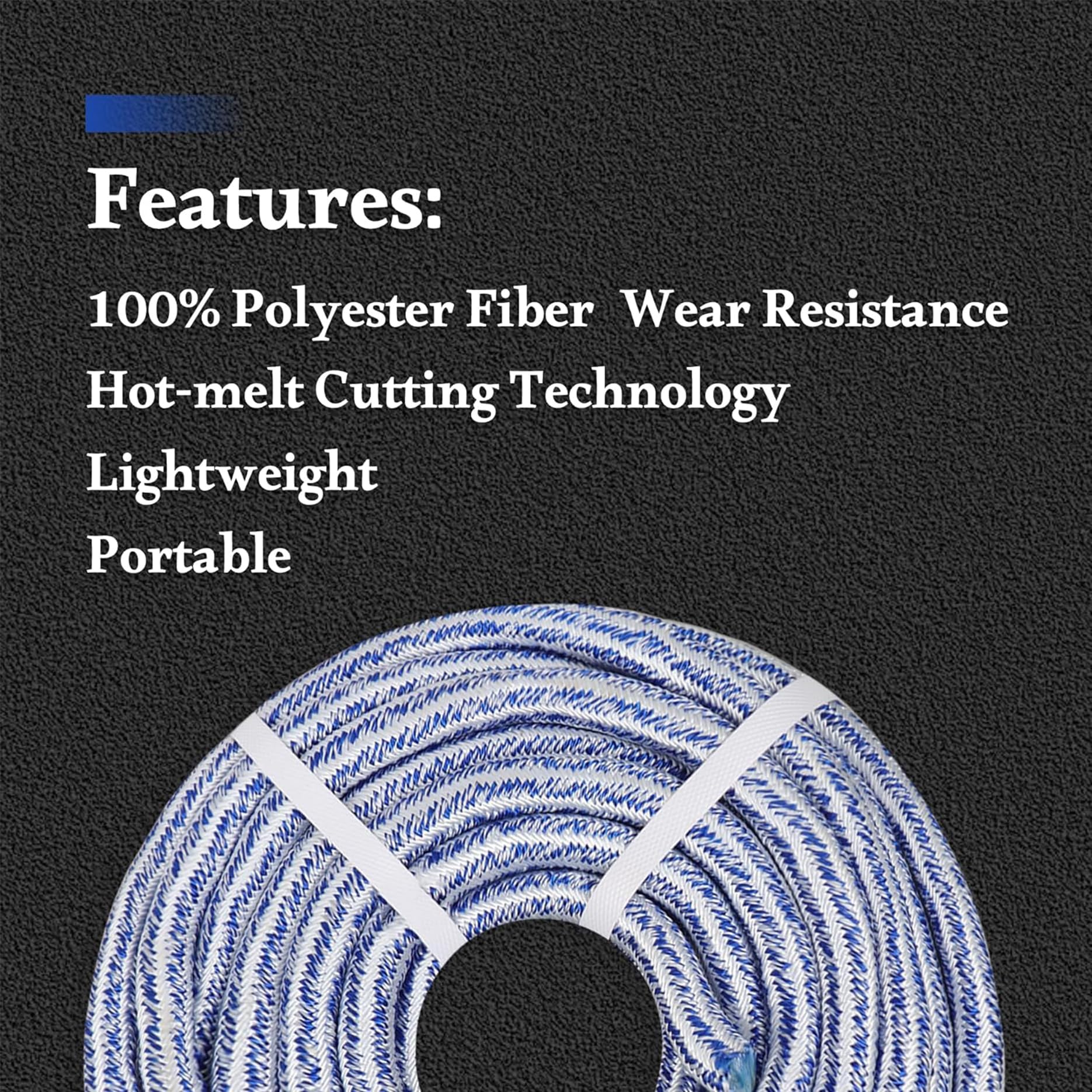 3/4 24 Strand Braided Polyester Rope 20000Lbs Arborist Tree Climbing Rope High Strength Low Stretch Torque Free