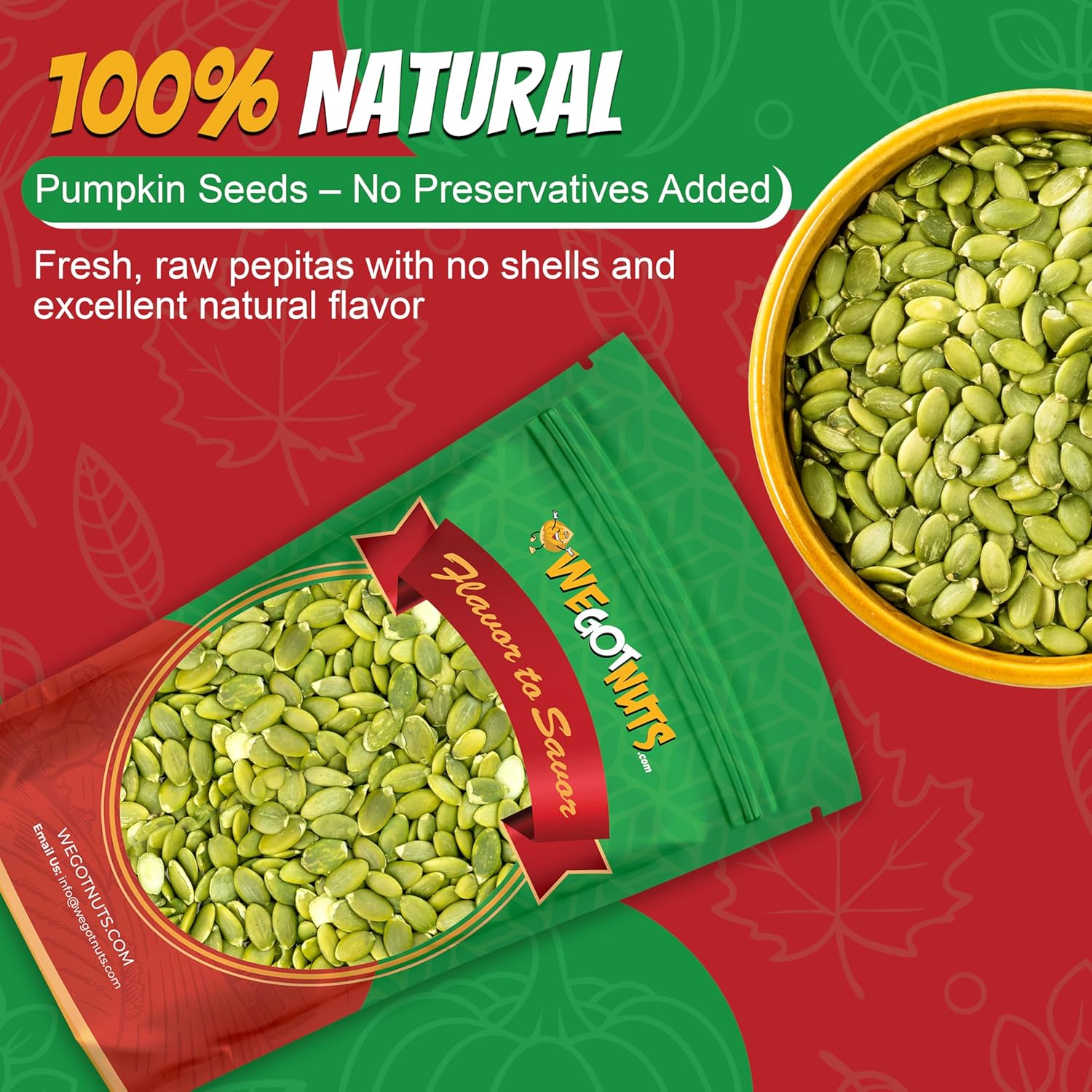 We Got Nuts Pumpkin Seeds Healthy Snacks 4 Lbs (64oz) Bag | Raw Pepitas No Preservatives Added, Non-GMO, 100% Natural With No Shell | For Baking, Salad Toppings, Cereal, Roasting | Low Calorie Nuts,