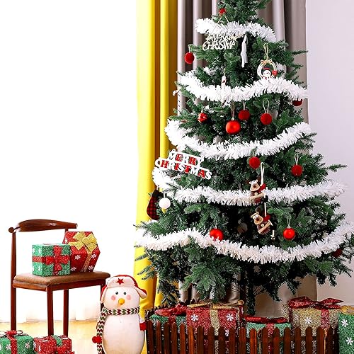Miniatura 5 de Guirnalda de oropel de Navidad de 200 pies para decoración de árbol de Navidad, guirnalda de Navidad, adorno de oropel con purpurina, guirnalda