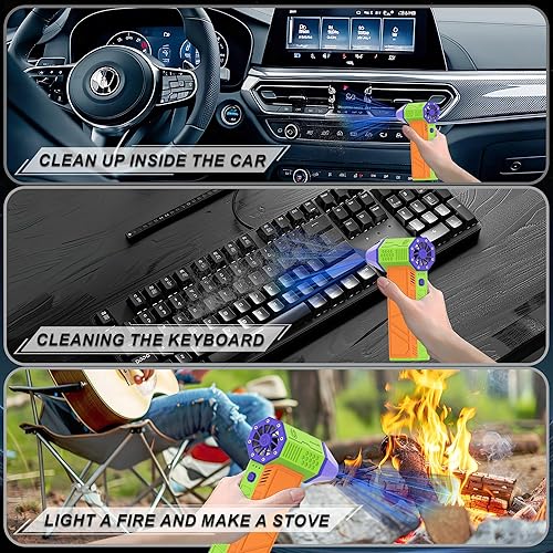 Miniatura 9 de Plumero de aire eléctrico  Plumero de aire comprimido de 130,000 rpm, soplador de secado a chorro ajustable de 3 engranajes, lata reutilizable para