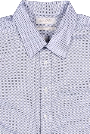 Gold Label Mens Wrinkle-Free Fitted Dress Shirt, Long Sleeve Button-Down Shirt with Point Collar and Pocket