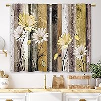 Vista 14 de Cortinas de cocina marrón con temática de café, estilo campestre, rústico, moderno, latte, pequeñas, cortas, para ventana de cafetería, cortinas