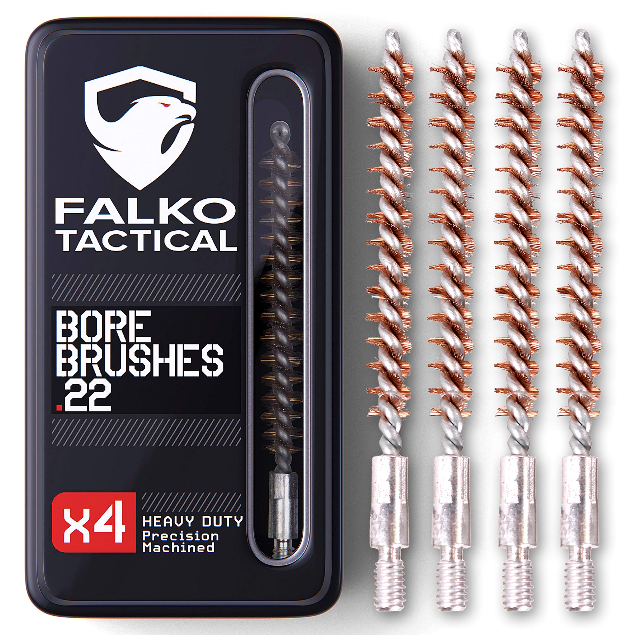 Gun Cleaning Brush Set - Bore Brush 223 - Metallic Storage Box Included - for 22 Caliber Pistol or Rifle, 22 Caliber Bore, 223 Gun Parts (Set of 4)