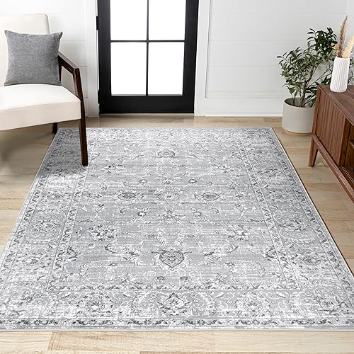JONATHAN Y Alfombra moderna vintage para interiores, 4 x 6 pies, estilo campestre, floral, fácil de limpiar, para sala de estar, dormitorio, cocina,