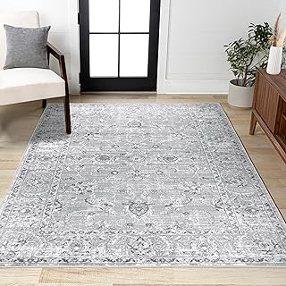JONATHAN Y Modern Vintage Light Grey Indoor Area Rug, 3x5, Country, Floral, Easy-Cleaning for Living Room, Bedroom, Kitchen, Pet Friendly, Non-Shedding (MDP107B-3)