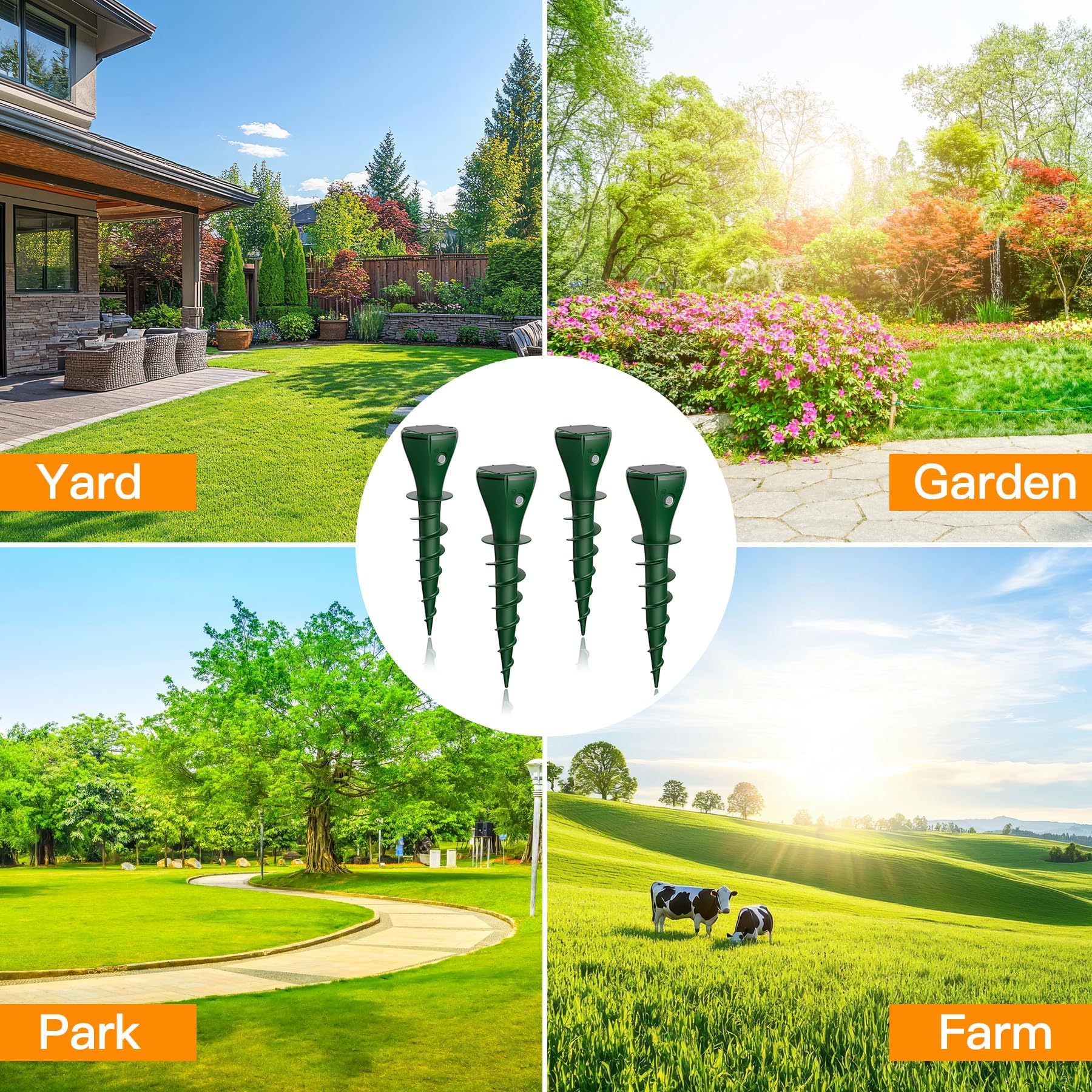 Paquete de 8 repelentes de topos alimentados por energía solar, estacas ultrasónicas repelentes de topos para césped, IP65 impermeable, disuasorio de topos para patio, control de roedores al aire
