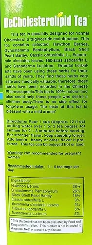 Miniatura 2 de DeCholesterolipid Tea 100 bolsas de té té verde de hierbas, estilo de vida saludable, maneja el colesterol y los triglicéridos