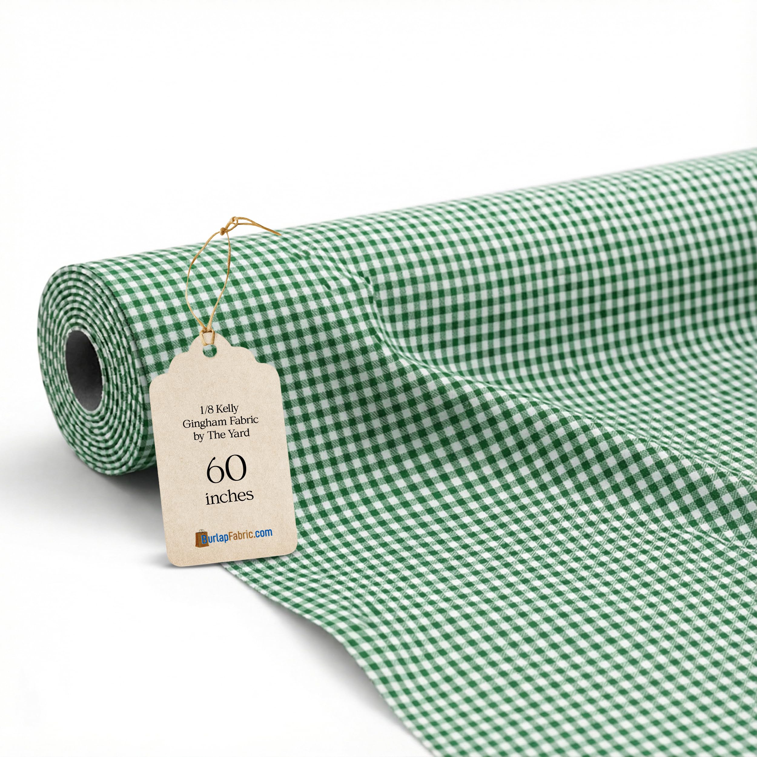 1/8 Inch Kelly Green Gingham Fabric by The Yard – 60" Wide Polyester Cotton Blend, Lightweight Checked Gingham Material for Sewing, Quilting, Crafts,