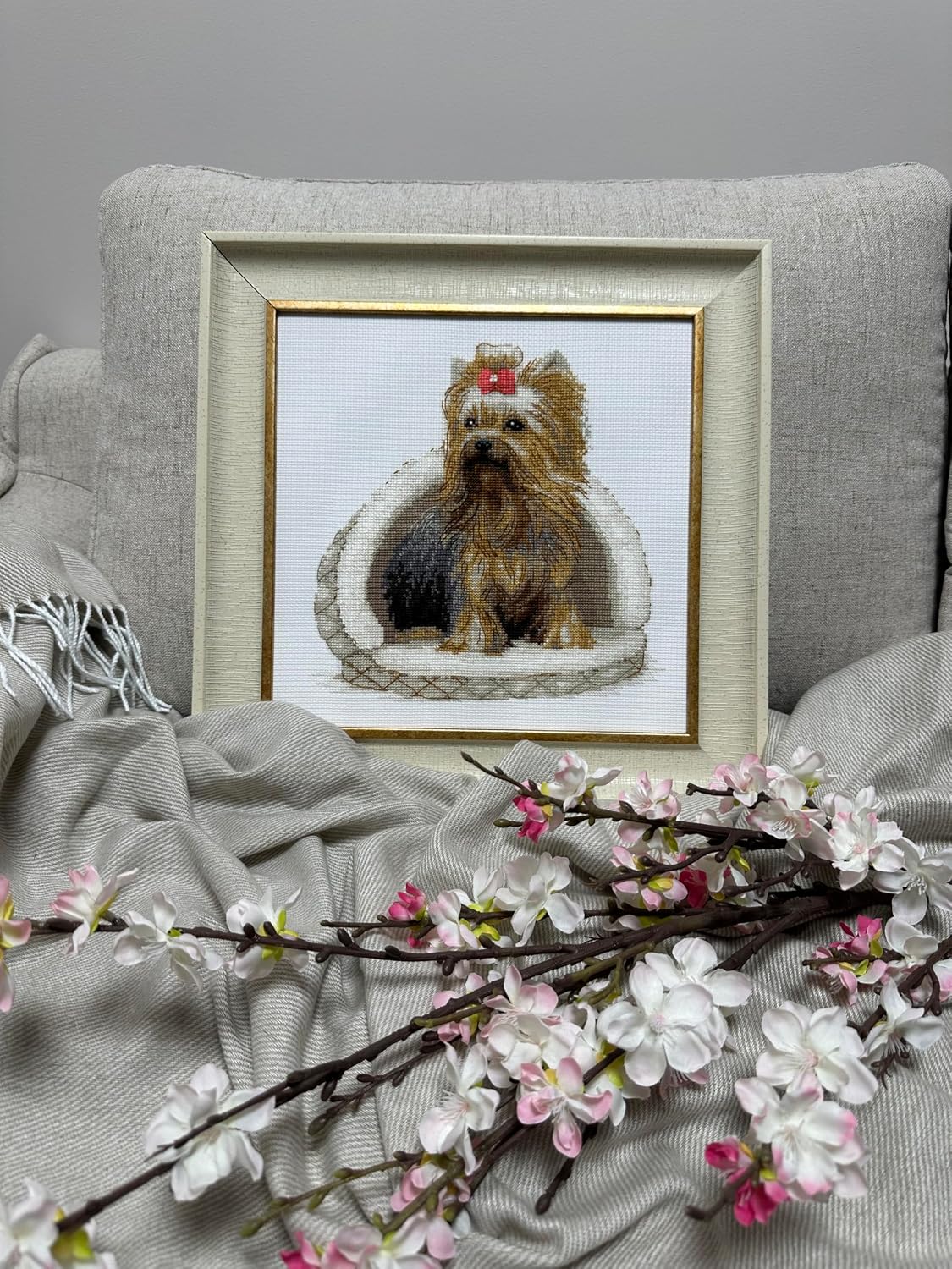 RIOLIS - Yorkshire Terrier 2152, Dogs Cross Stitch Kits 9¾" x 9¾", Counted Cross Stitch Kits, Counted Cross Stitch Kits for Beginners & Advanced, Cross Stitching Kits for Adults, Dog Embroidery Kit
