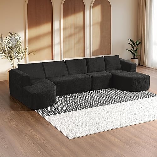 Miniatura 10 de Sofá Seccional Modular Extragrande de 139", Sofá en Forma de U con Asiento Profundo, Sofás Tapizados Modernos, Cómodo Sofá Esquinero de 5 Asientos