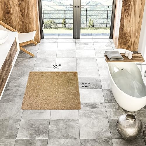 Vista 11 de Alfombra lavable a máquina para cocina y baño, diseño de voluta, color gris, respaldo antideslizante de gran
