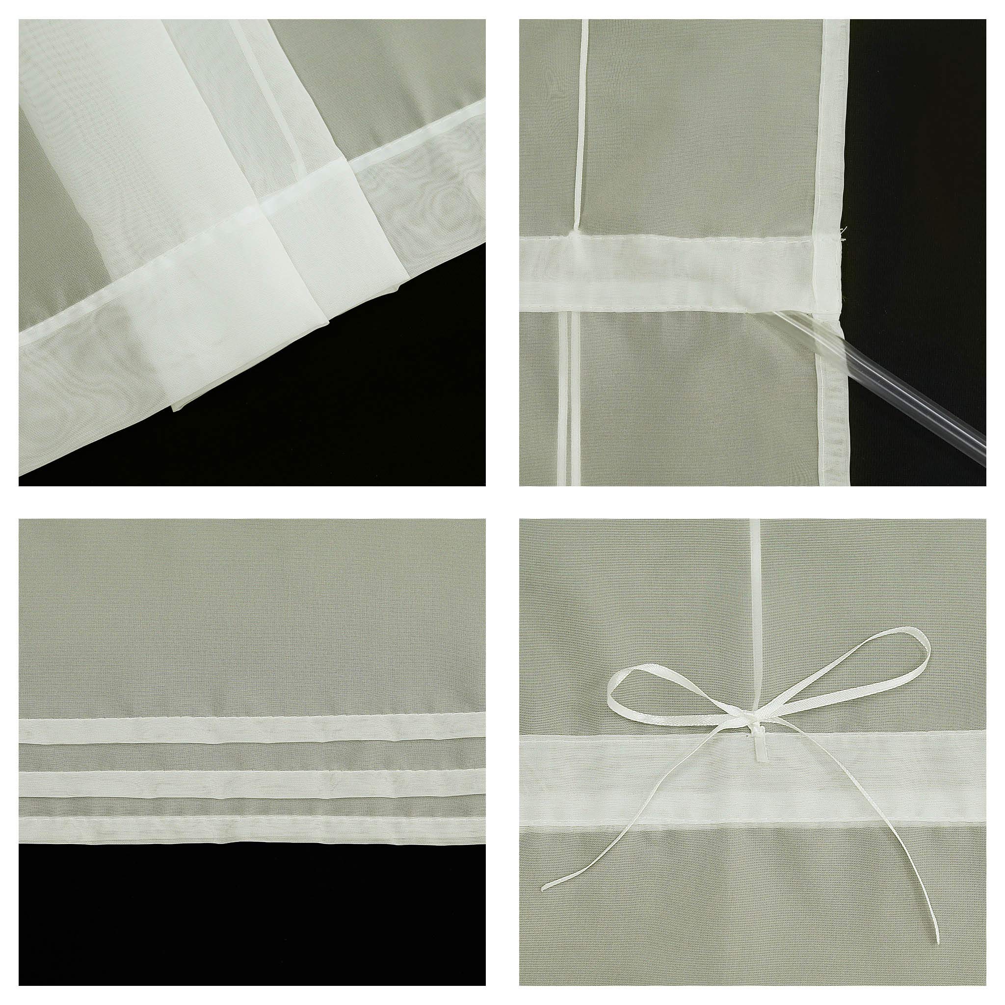 Tenda A Pacchetto In Voile Trasparente Con Ricamo A Molla - Bianco 60x120cm Joyswahl