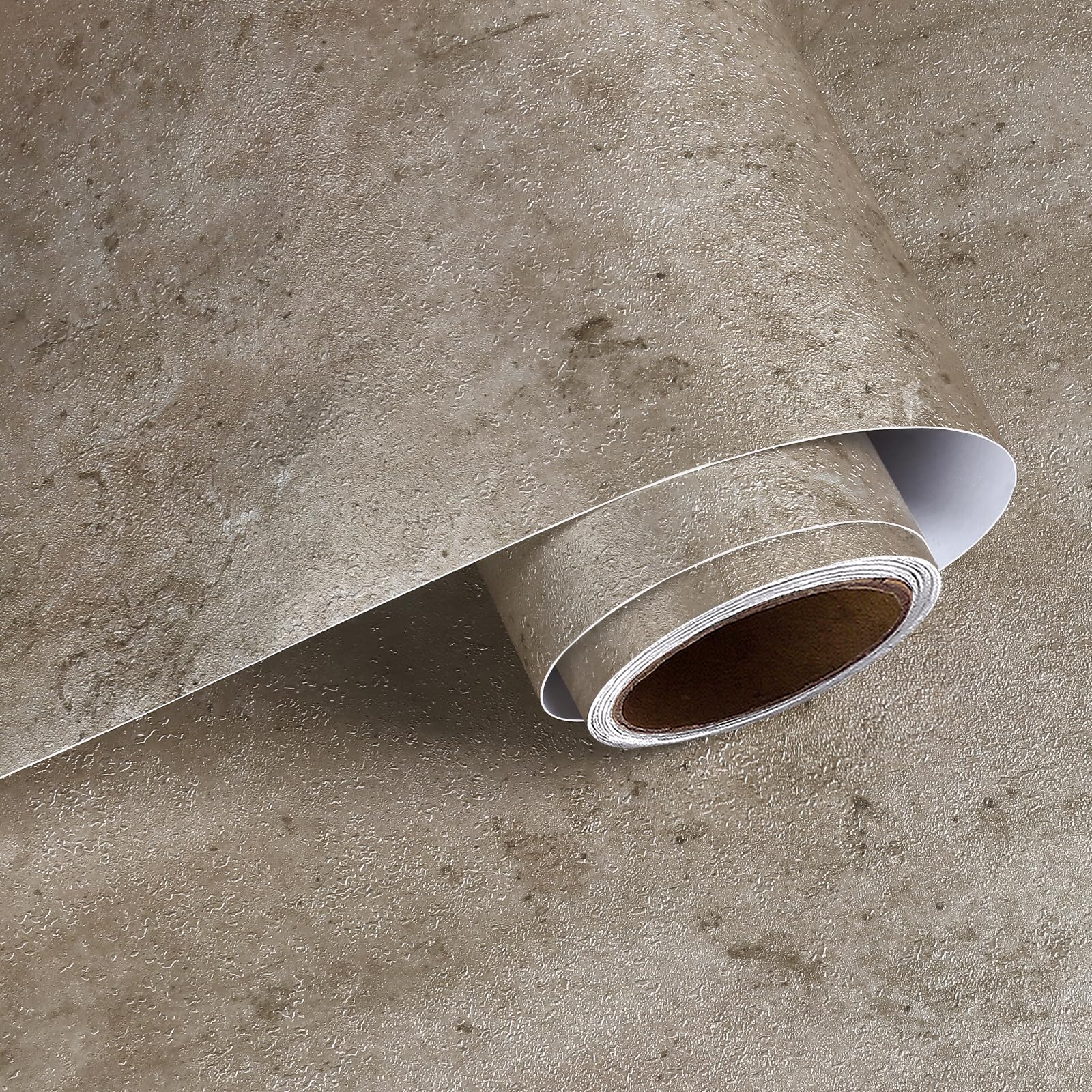 VaryPaper Peel and Stick Metallic Brown Concrete Wallpaper 40cmx200cm Thick Cement Contact Paper for Kitchen Countertops Sticky Back Plastic Industrial Wallpaper for Living Room Hallway Furniture Wrap