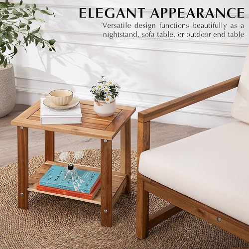 Miniatura 6 de Mesa auxiliar doble Adirondack, mesa auxiliar rectangular resistente a la intemperie para patio, jardín, césped y sala de estar. Ideal como elegante