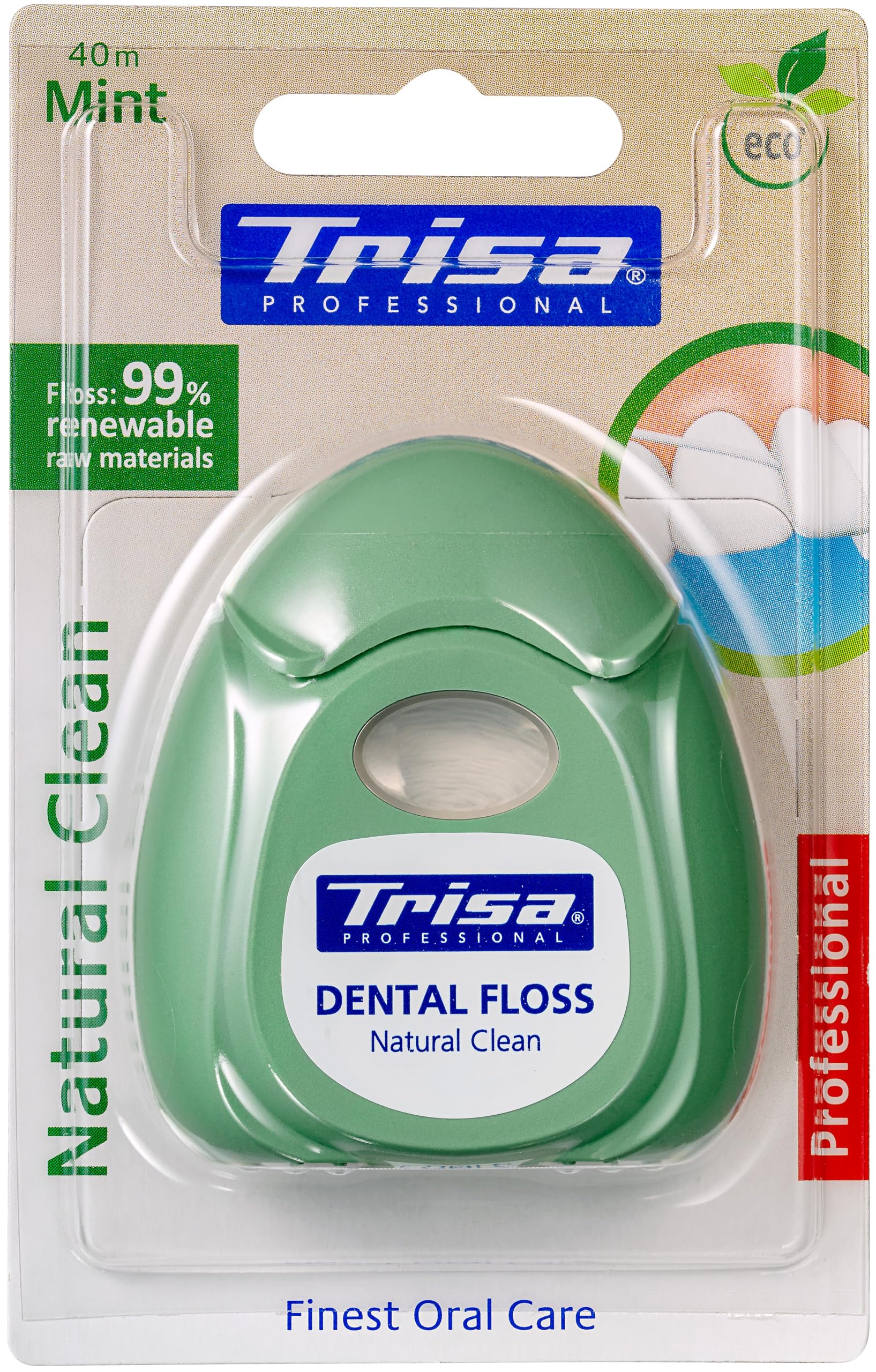 Professional Natural Clean Dental Floss, 99% Renewable Raw Materials, Finest Oral care,Made in Switzerland, 40m