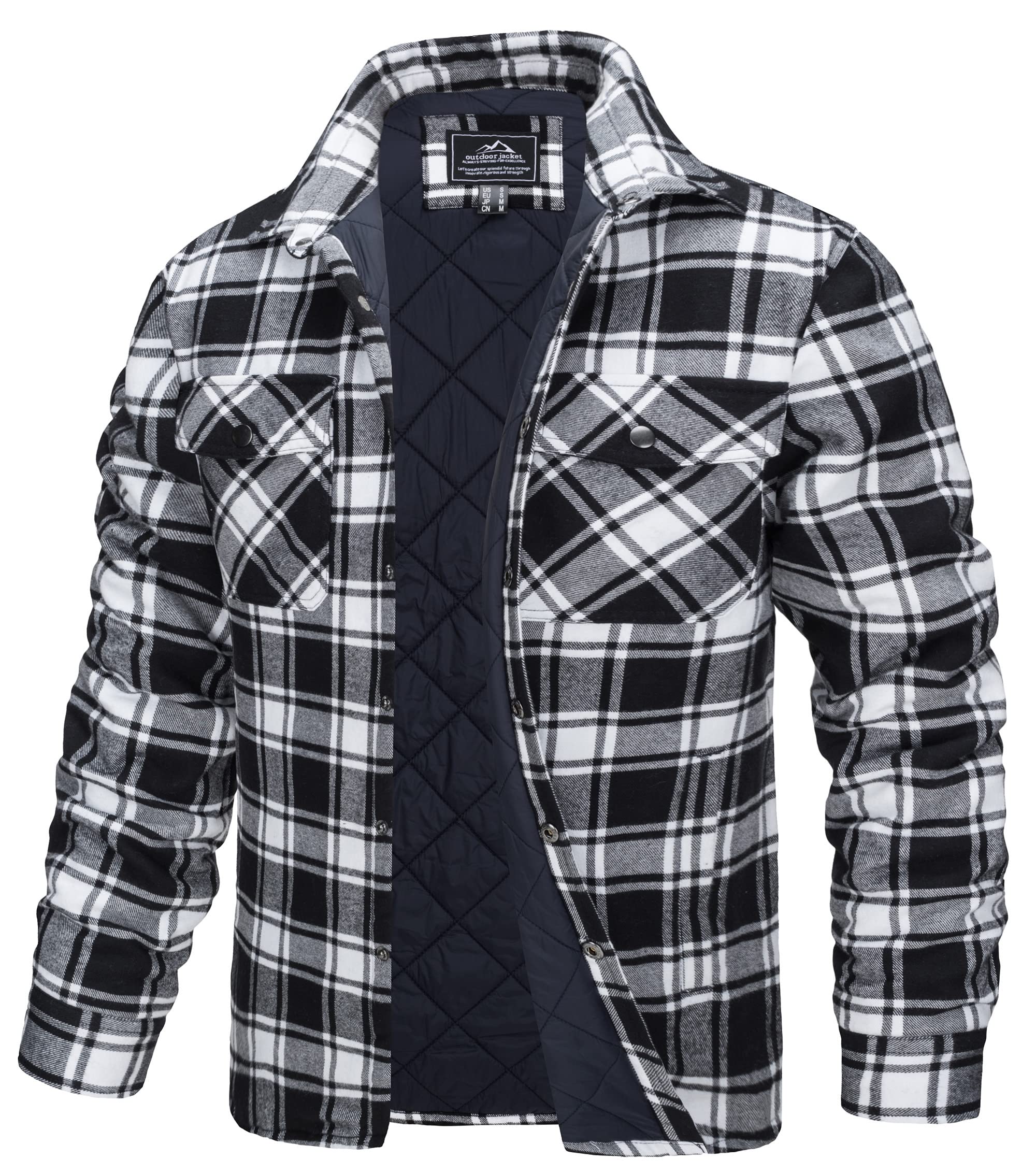 TACVASEN Veste de Bûcheron Matelassée pour Homme Chemise de Travail Décontractée en Flanelle a Carreaux Manches Longues