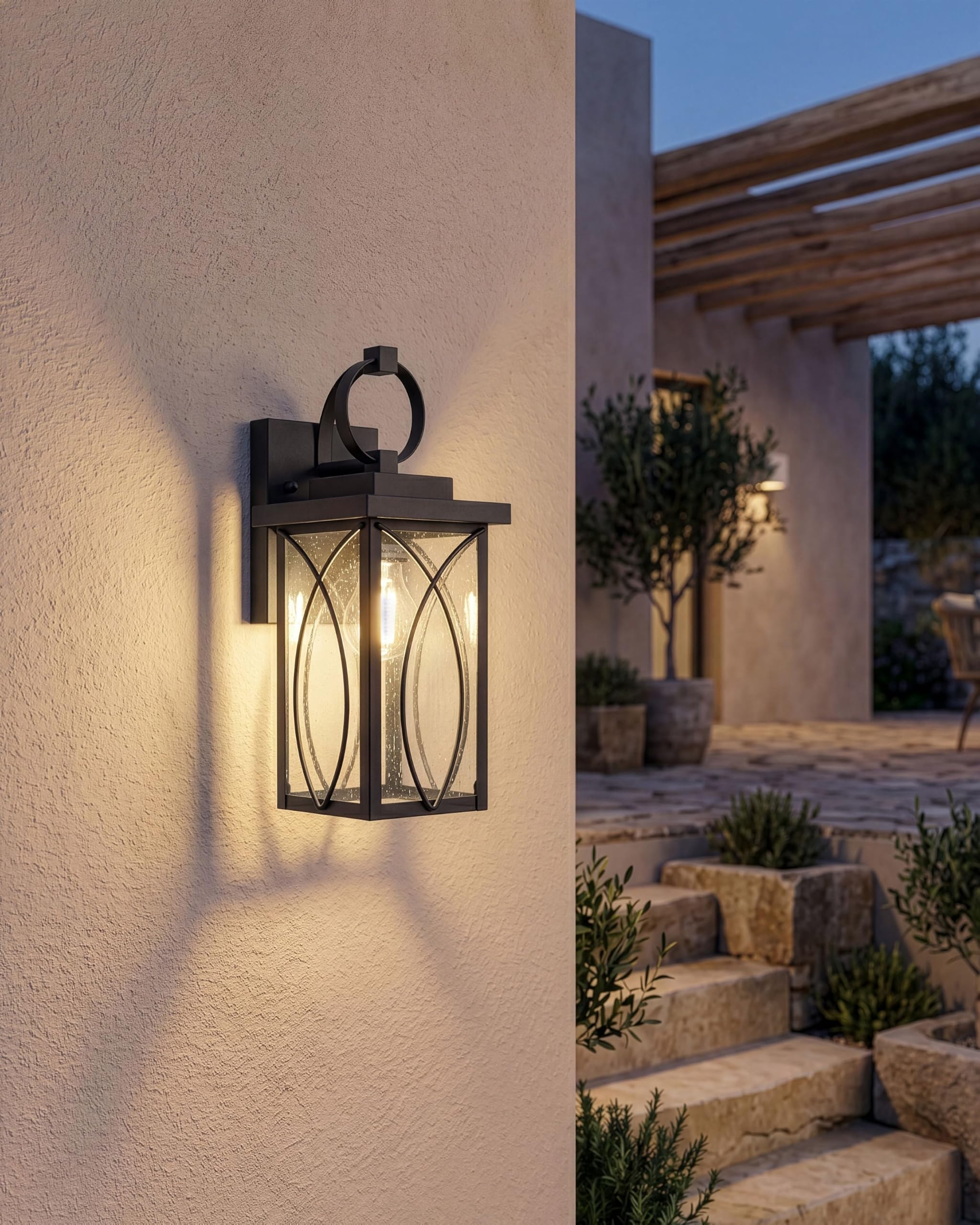 Kinkiet zewnętrzny metalowy lampa ścienna ogrodowa nad drzwi wejściowe czarny Buzau