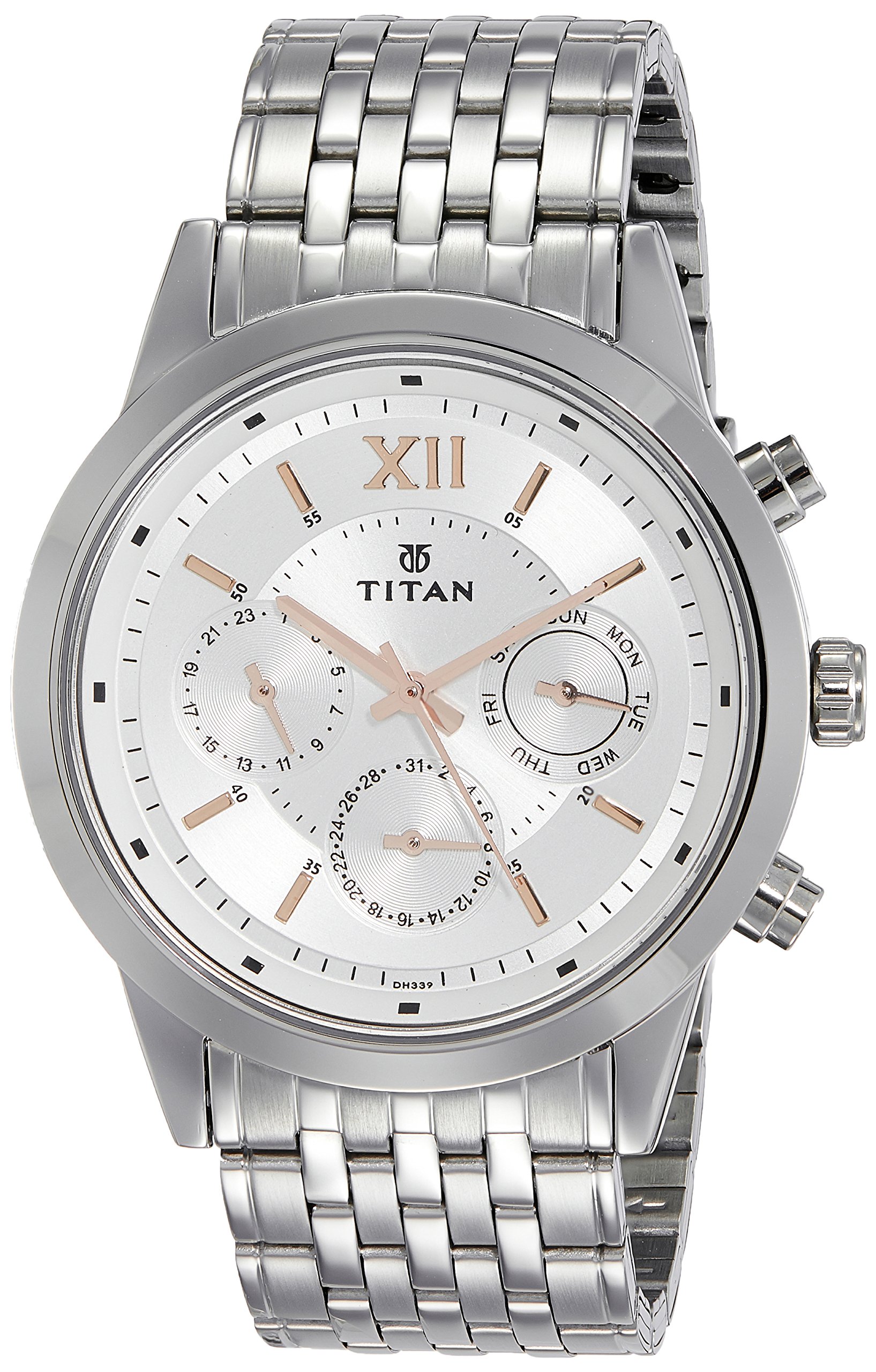 Titan Classic Silver Dial Chronograph Stainless Steel Strap Watch for Men-NP1766SM02 (B07DD39617) Amazon Price History, Amazon Price Tracker