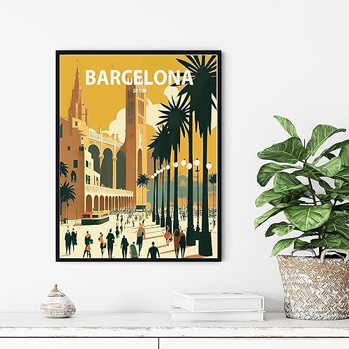 Miniatura 2 de HomeArtPrint Impresión artística, Barcelona, España, arte de pared, decoración de póster retro, 11 x 14 pulgadas (sin marco)