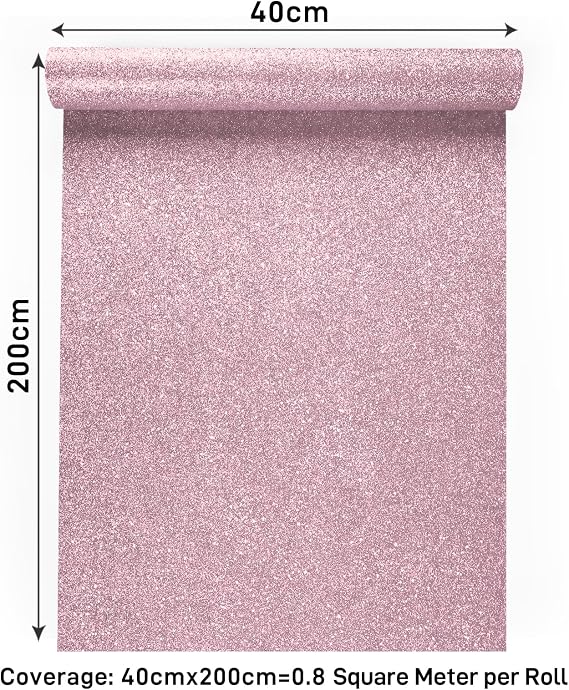 VaryPaper Peel and Stick Pink Glitter Wallpaper 40cmx200cm Pink Sticky Back Plastic Vinyl Wrap for Furniture Thick Lining Paper for Wall Stick on Wallpaper for Girl Bedroom Crafts Project