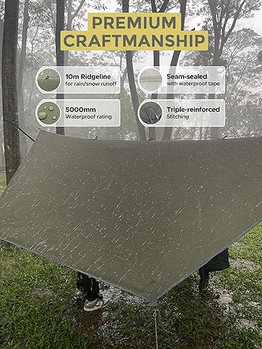 Miniatura 2 de Miztli Hamaca de camping Hamaca portátil con amplia red y correas de árbol con bucles ajustables, hamaca doble e individual para exteriores,