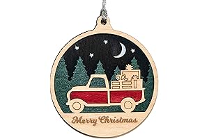 Nostalgic Christmas Tree Ornament: Vintage Truck Hauls Festive Cheer