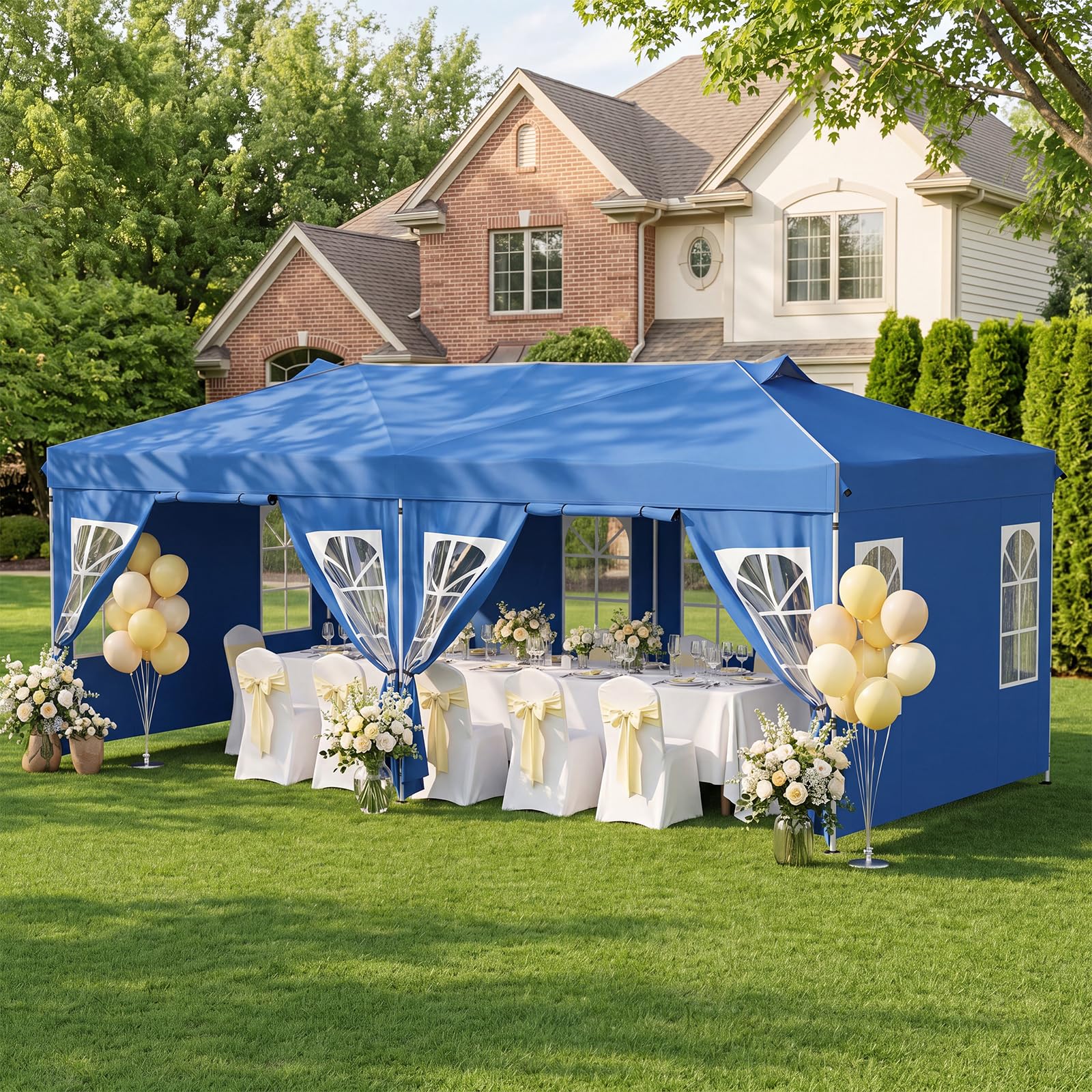 COSTWAY Pawilon, 3 x 6 m namiot imprezowy typu pop-up, z regulacją