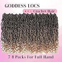 Vista 5 de Locs de diosa de imitación de pelo de ganchillo boho, locs de río boho, hippie ondulado de ganchillo con cabello rizado en el medio y puntas