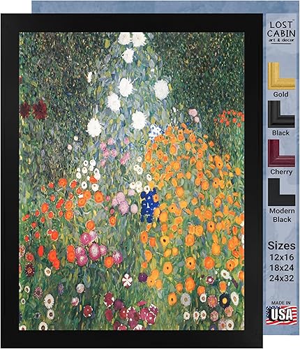 Gustav Klimt Flower Garden - Póster enmarcado para decoración de pared Póster de reproducción de pintura de obras de arte finas e imágenes