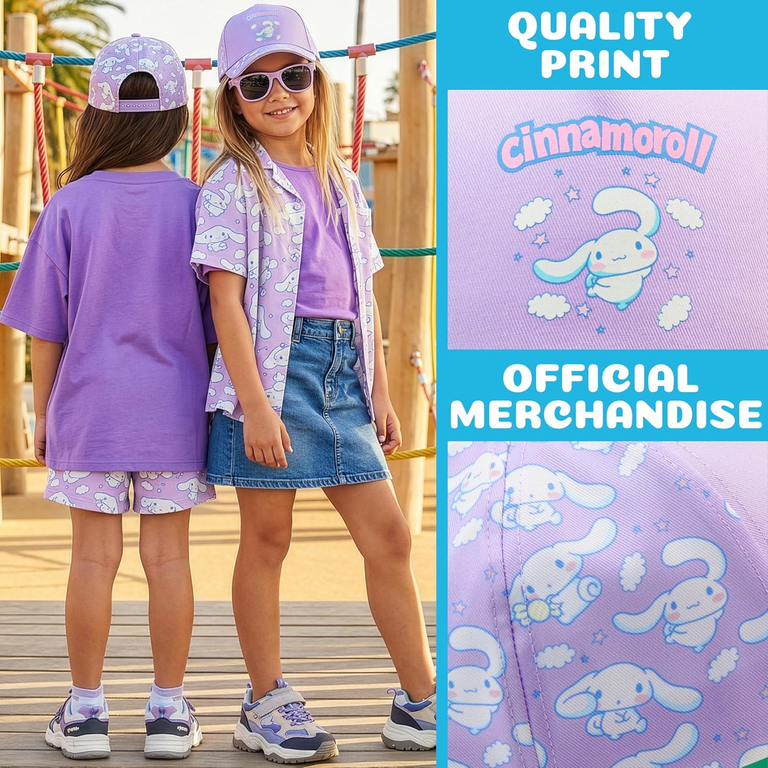 Get Trend Hello Kitty | Barbie | Squishmallows Girls Baseball Cap, UV Protection Sunglasses & Soft Scrunchies, 3 Piece Set