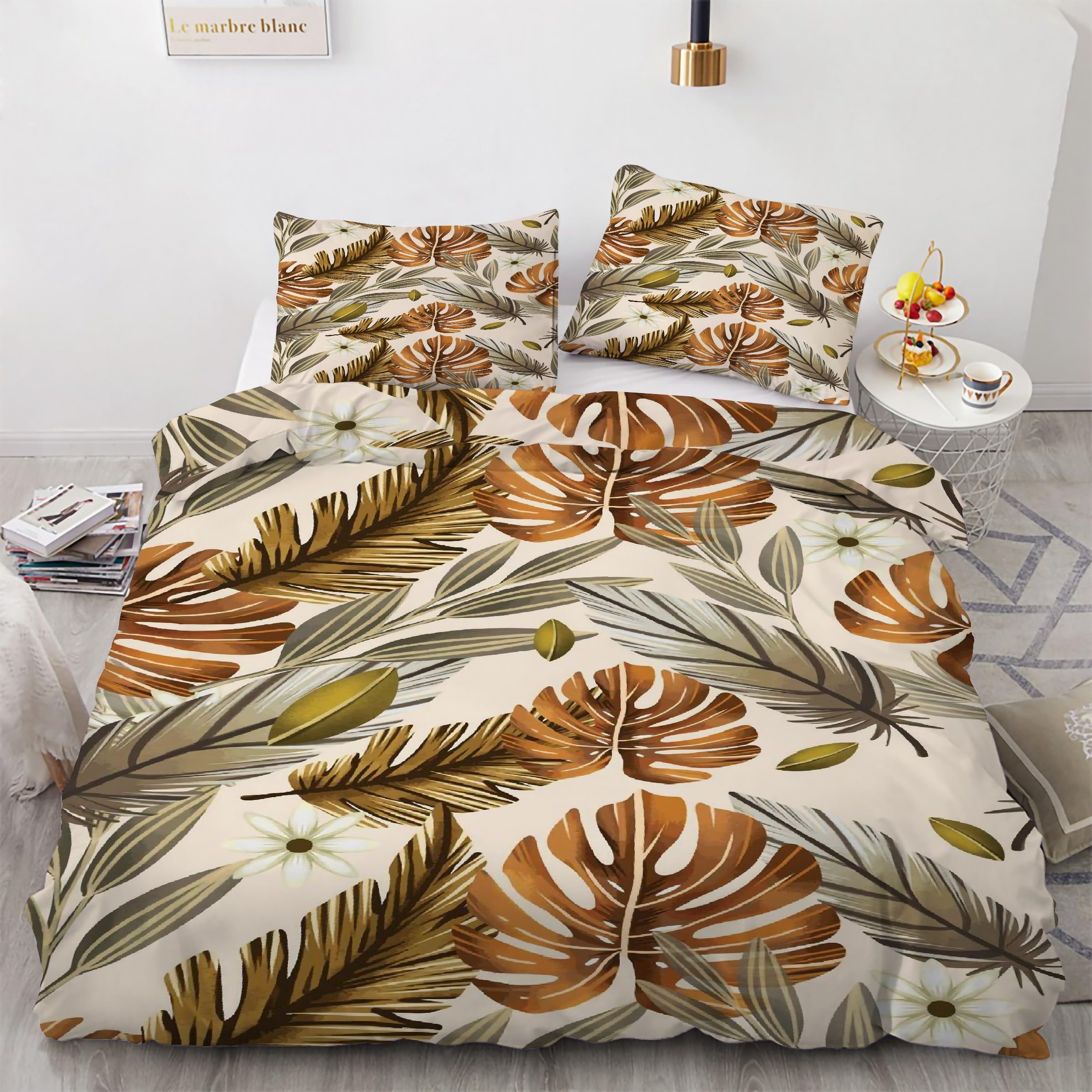 Housse de couette 200x200 feuilles : fini la couette qui glisse avec le zip