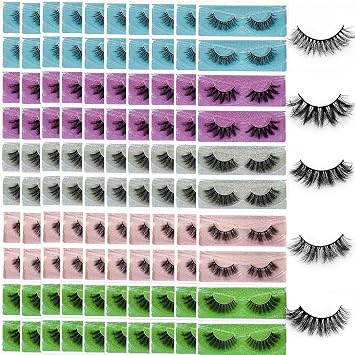 Wholesale Lashes, 3D Faux Mink Eyelash Bulk, 18mm Handmade Reusable Eye Lash, 5 Styles Dramatic Fluffy False Lash with Glitter Portable Packing Fluffy 5 styles-100 pairs