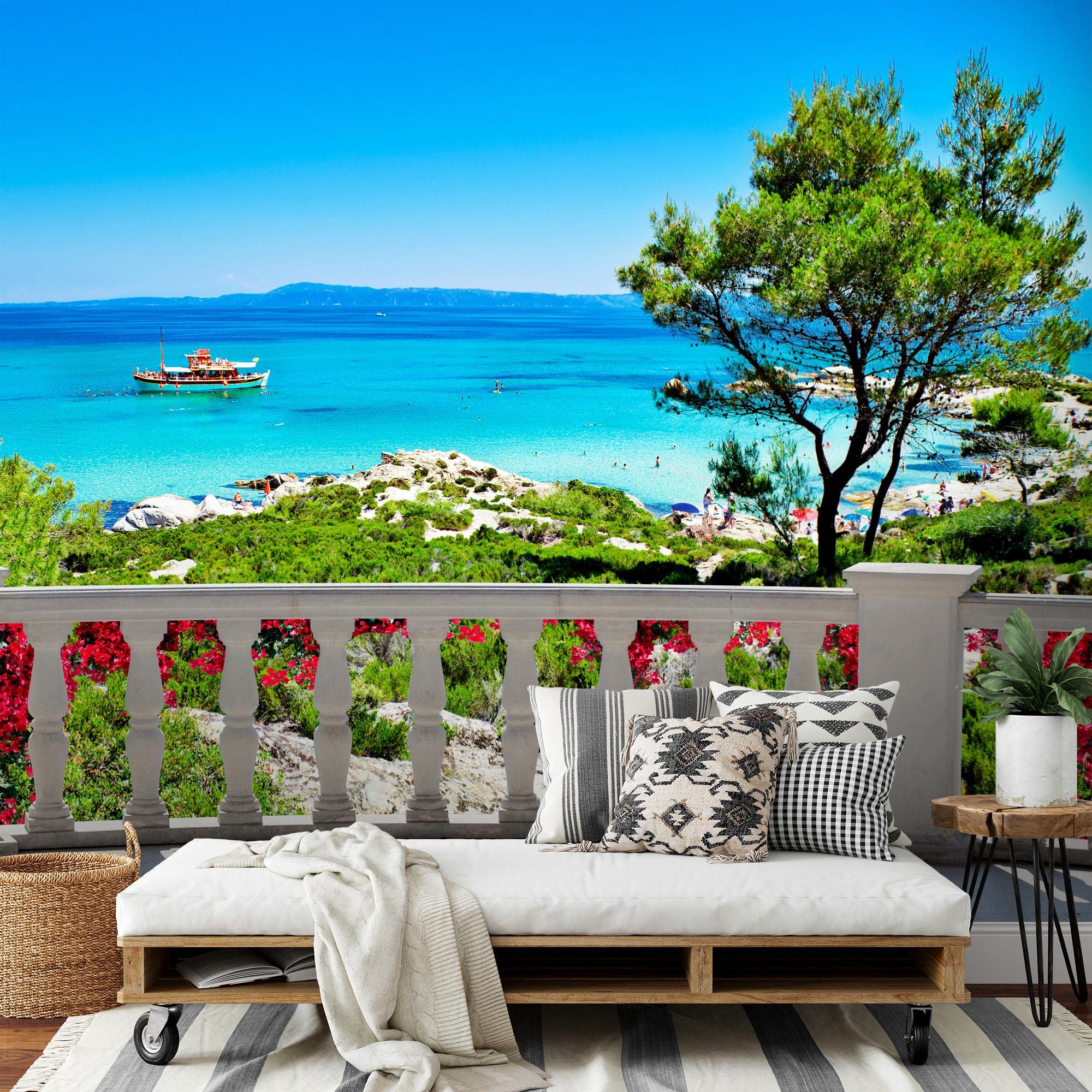 Runa Art Carta da parati fotografica Mar dei Caraibi 352 x 250 cm Vello Sfondo Murale XXL Moderne Decorazione Soggiorno Camera De Letto Sala Ufficio blu verde 9029011c