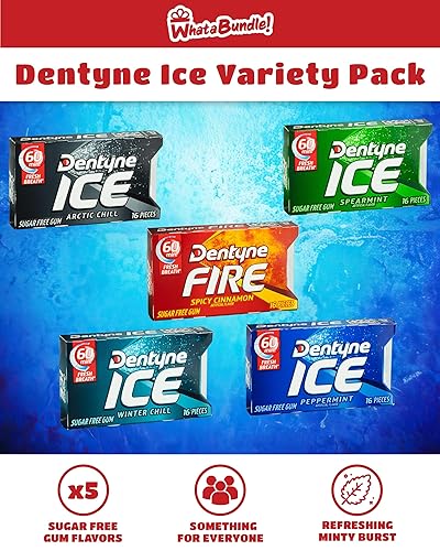 Miniatura 2 de Goma de mascar sin azúcar, paquete variado de 5 sabores  Artic Chill, Fire Cinnamon, Peppermint, Spearmint, Winter Chill  Chicle sin azúcar
