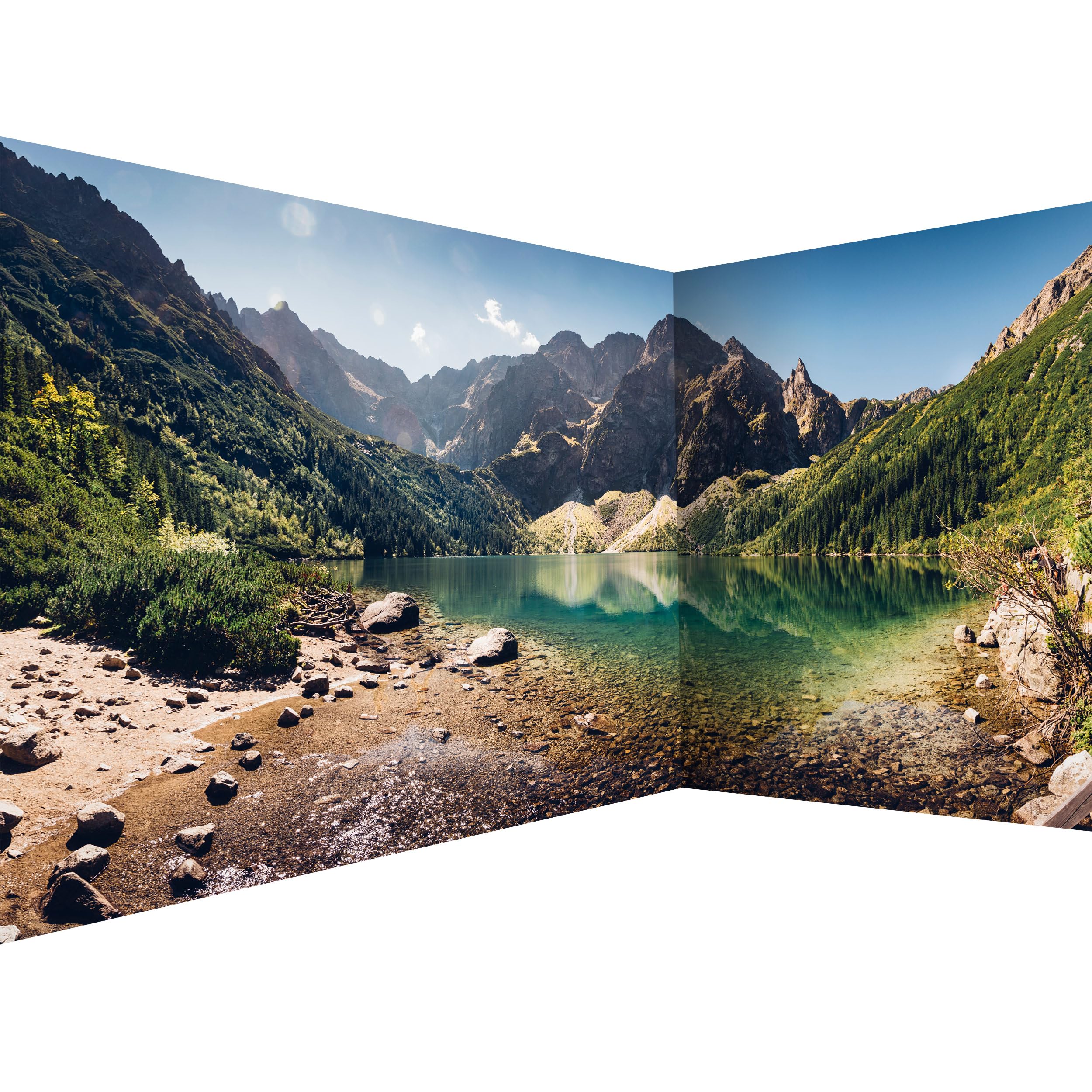 murando - Photo Wallpaper Landscape 539x250 cm / 212" x 98" - Peel and Stick Self-Adhesive Corner Foil Print Wall Mural Wallpaper Modern - Lake Mountains Forest Nature Rocks c-B-0470-a-a — image 1