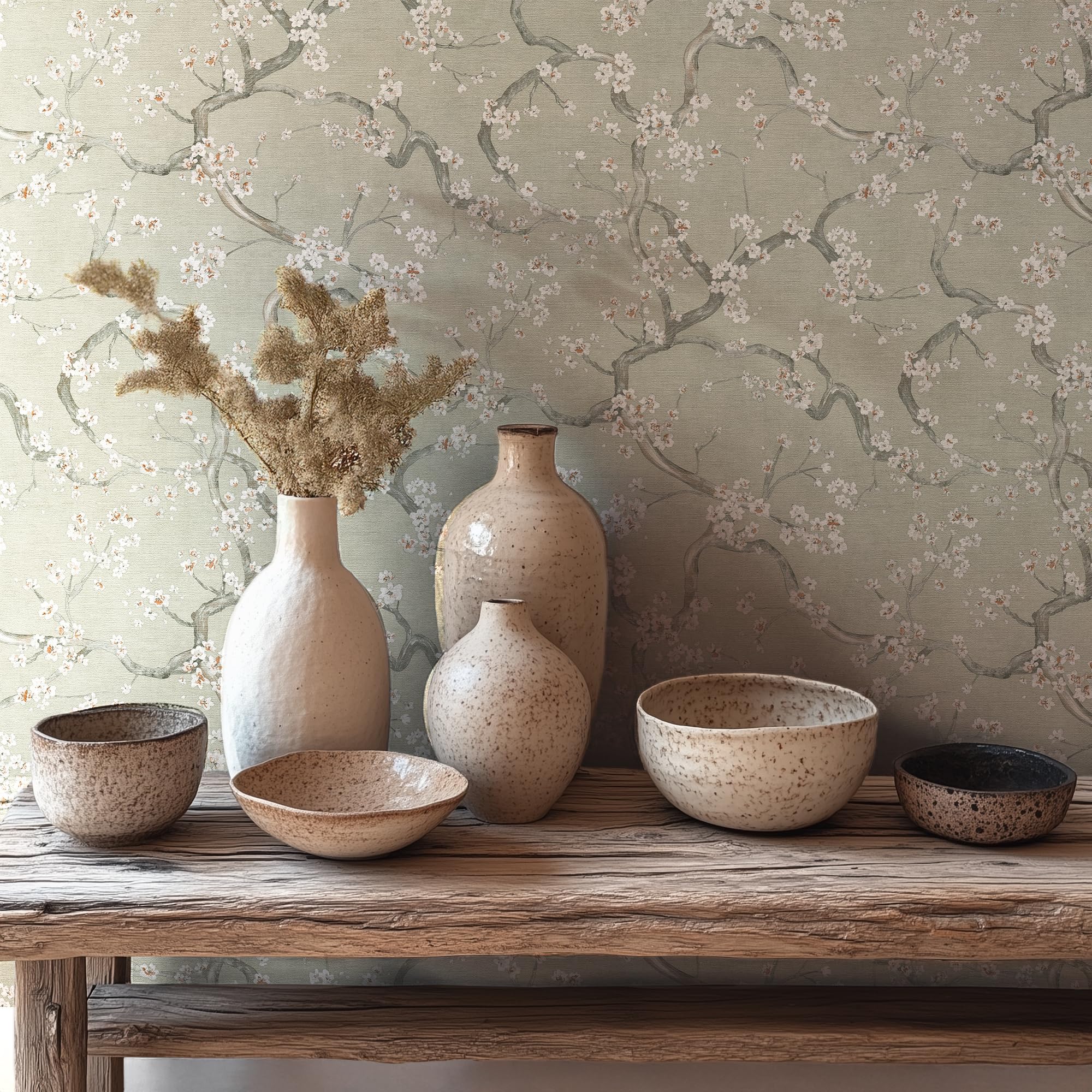 Livingwalls carta de parati TNT con effetto metallico in verde, bianco, grigio, metallico – carta de parati floreale 10,05 x 0,53 m – 781991