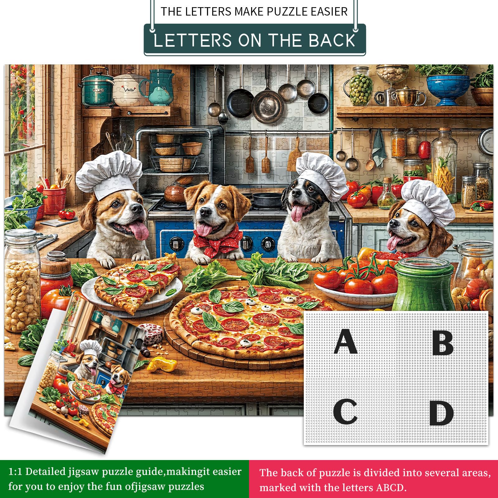 Puzzle de 1000 Piezas,Puzzle para Adultos, Un Desafiante Acertijo, Juegos de Rompecabezas para Toda la Familia, Regalos para Mujeres, Regalos para Hombres, Tema: Pizza - Cena para Perros — view 3