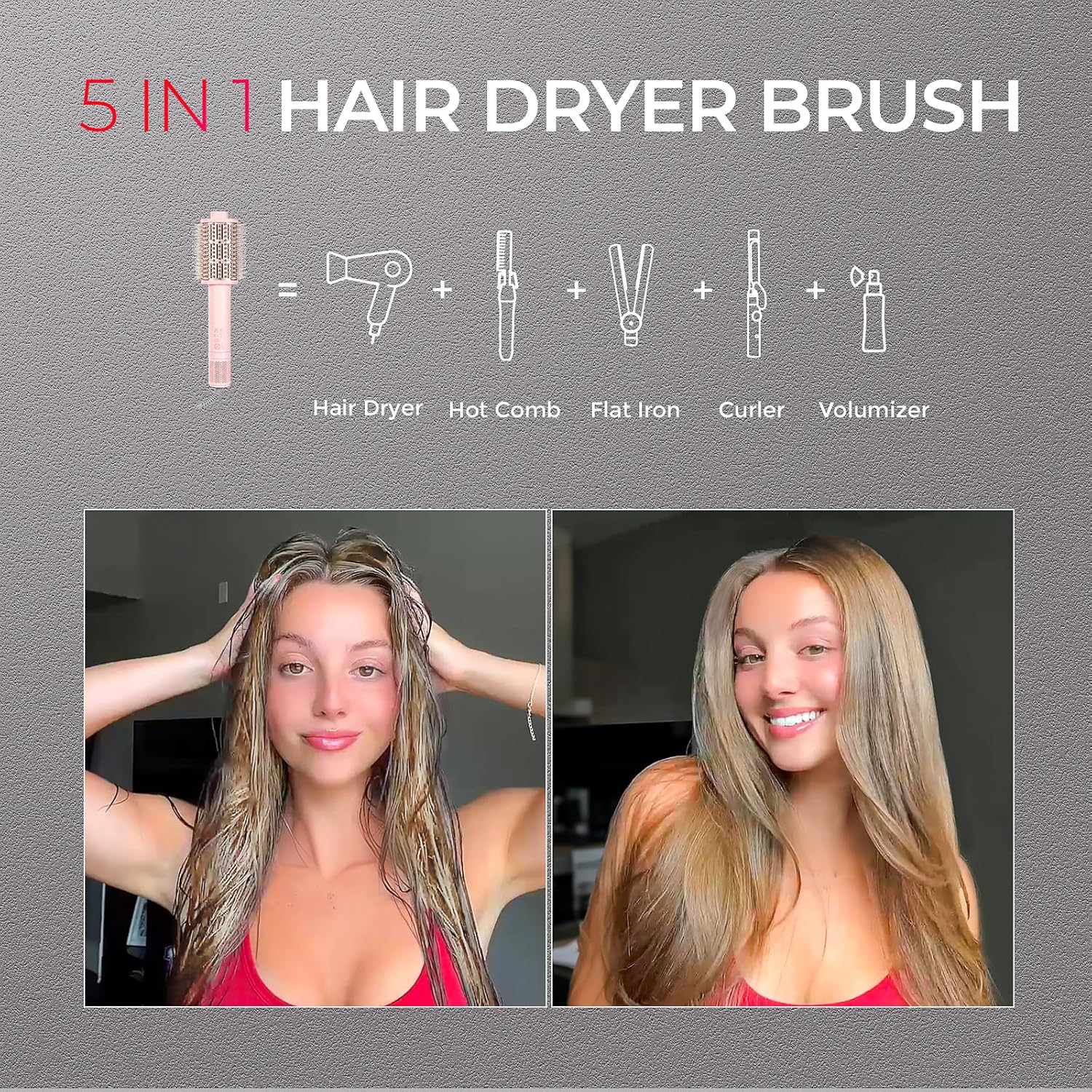 TYMO 2.0 Hair Dryer Brush Volumizer - Fast Drying Blow Dryer Brush and Smoothing Comb in One for Quick Easy Salon Blowout, Hot Air Styler Heated Round Brush Compact & Lightweight for Travel, 2.5” - Image 4