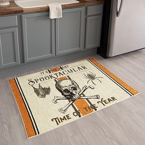 Mohawk Home Tapete de cocina lavable a máquina de Halloween, color crema Spooktacular (2' x 3' 4")