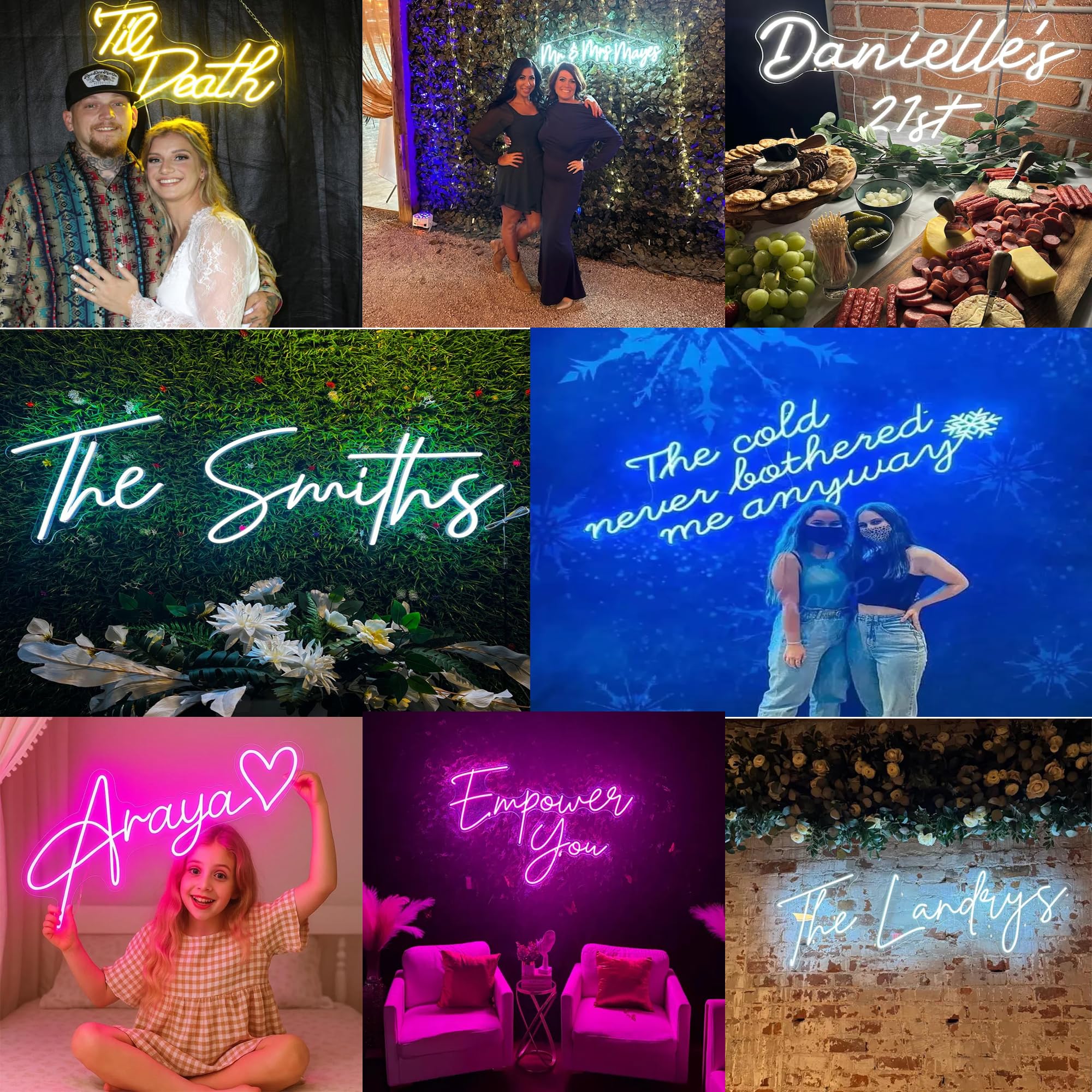 Aslanka Letreros de neón LED personalizados, letreros de neón personalizados para decoración de pared, bar, dormitorio, boda, cumpleaños, hogar, salón, signos de luz (30-160 cm, texto de 1-3 líneas)