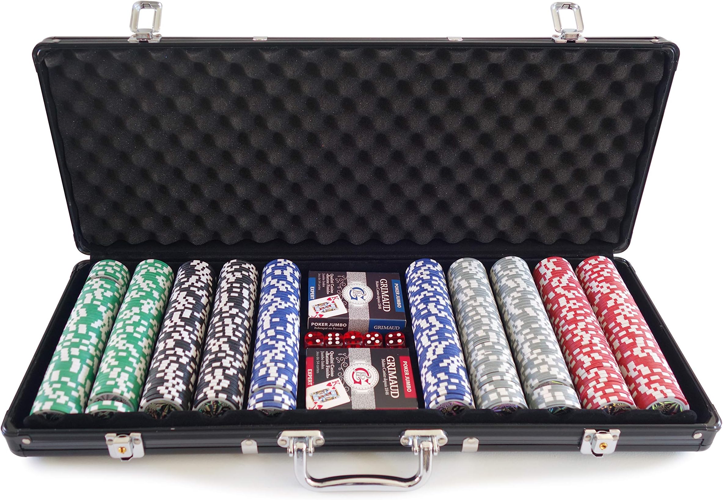 Smir - 360355 - World Poker Tour - Grimaud Poker Set in Black Aluminium Briefcase - 500 American Chips
